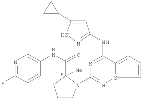 (S)-1-(4-(5-cyclopropyl-1H-pyrazol-3-ylamino)pyrrolo[1,2-f][1,2,4]triazin-2-yl)-N-(6-fluoropyridin-3-yl)-2-methylpyrrolidine-2-carboxamide